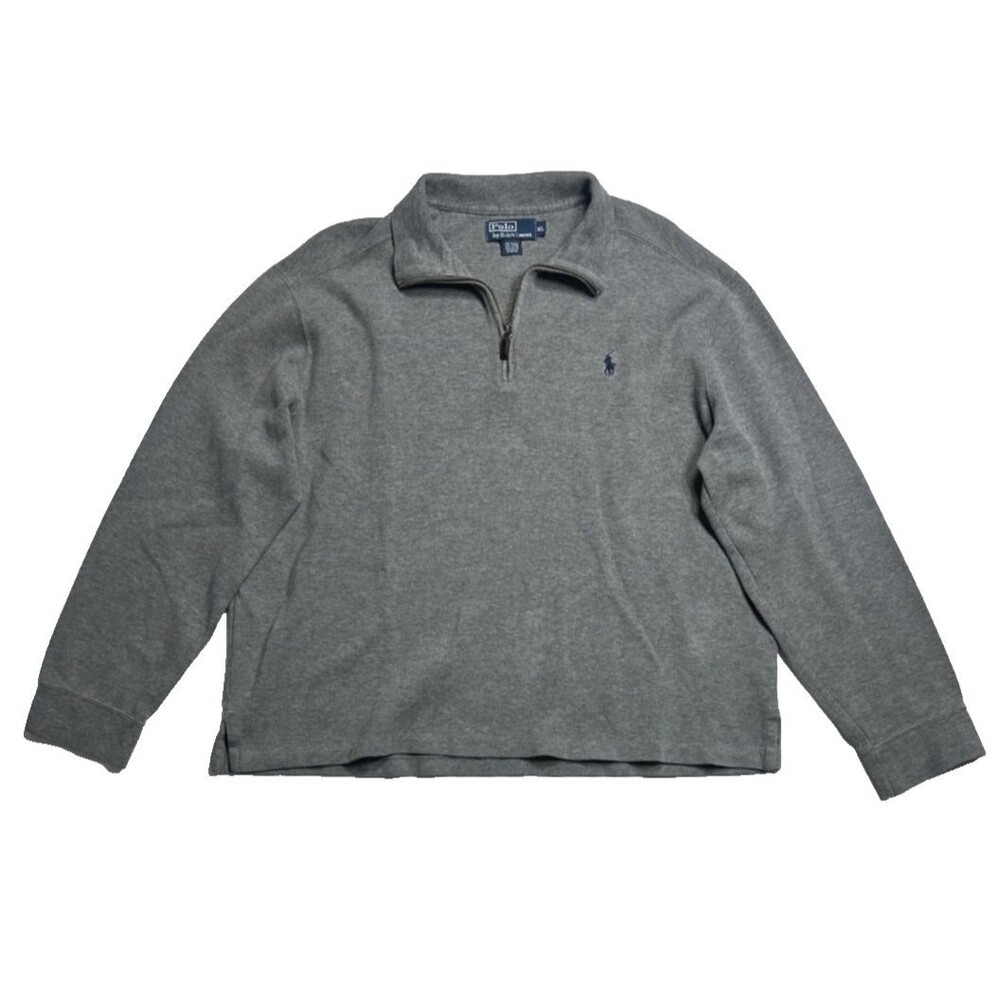 Polo Ralph Lauren Men’s Size XL Quarter Zip Sweater Flesh Pony Estate Rib Gray